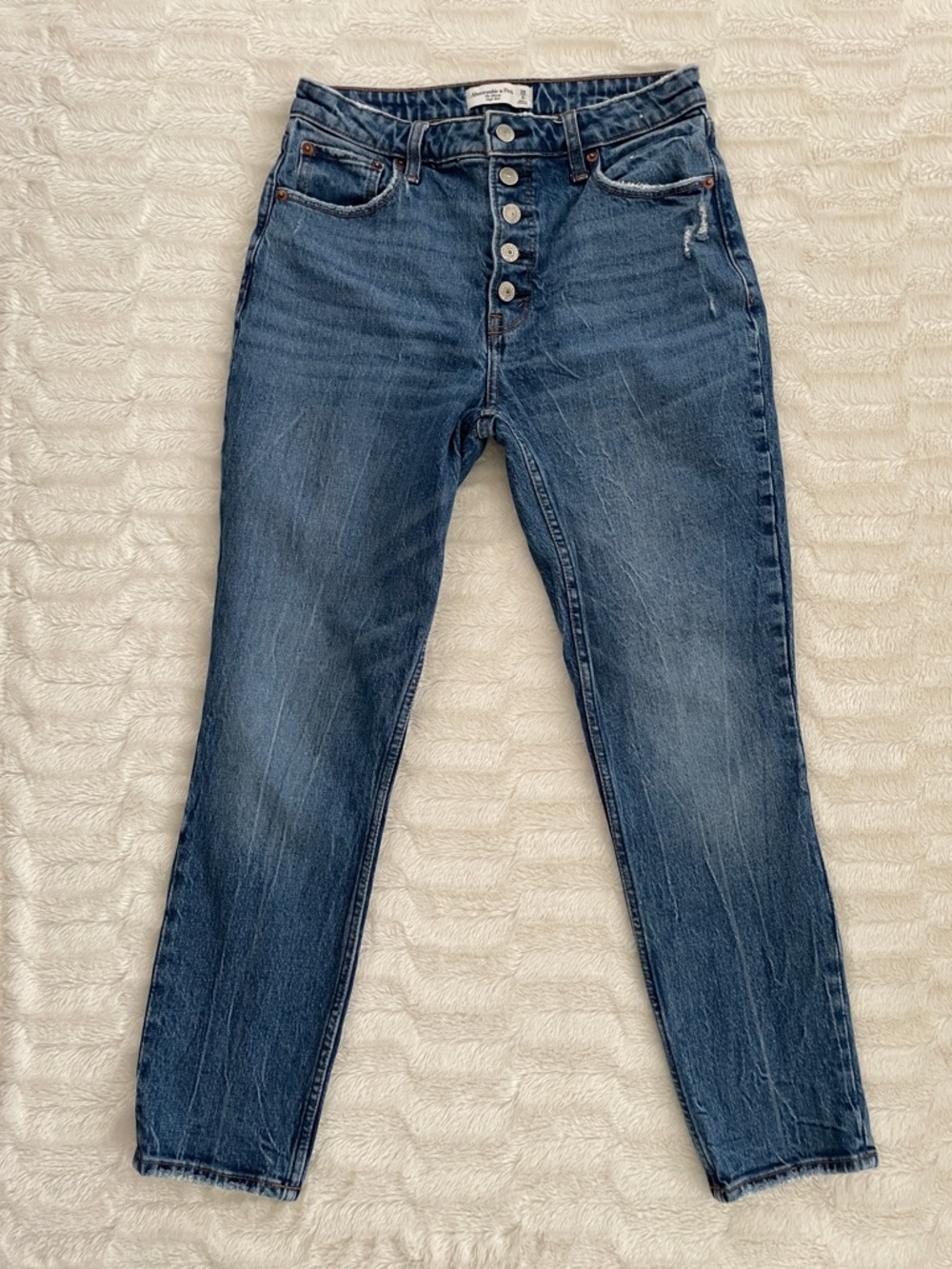 Abercrombie & Fitch High-Rise Button-Front Indigo Jeans